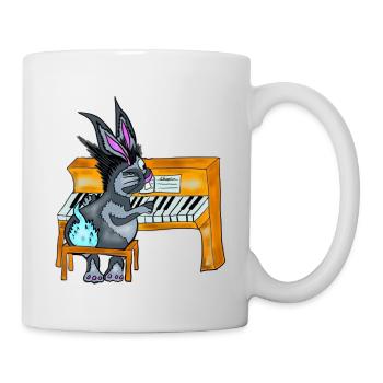 Glenn le lapin au piano - Mug blanc - blanc - Droite
