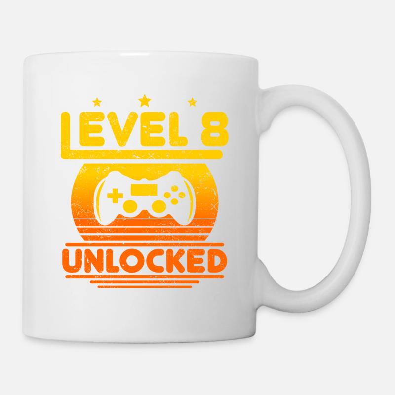 8 .Geburtstag Level 8 Unlocked 8 Jahre Geschenk - Tasse - Weiß