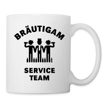 Bräutigam Service Team (JGA Polterabend Hochzeit) - Tasse - Weiß - Rechts
