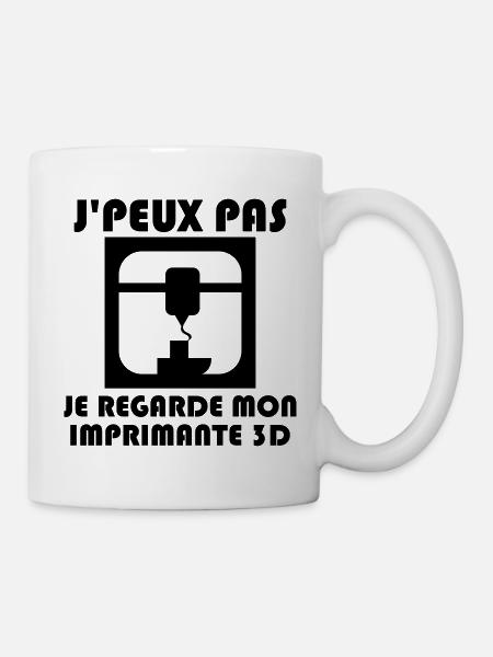 J'peux pas, je regarde mon imprimante 3D - Mug blanc - blanc
