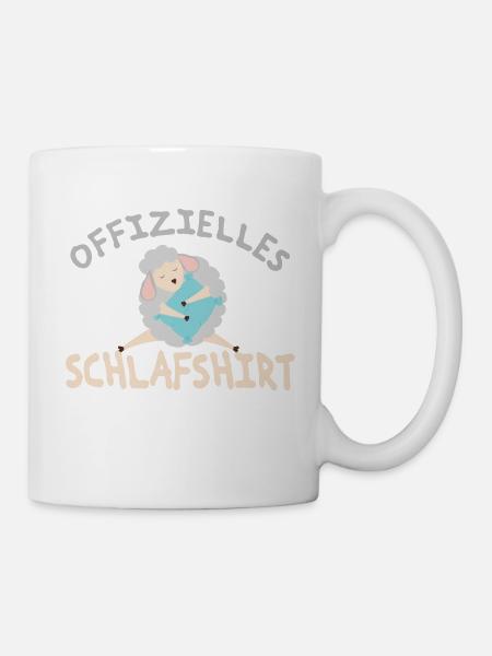 Schlafshirt Pyjama Schlafanzug Nachthemd schaf - Tasse - Weiß