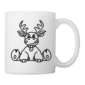 Weihnachten Zeichnung Elch - Tasse - Weiß - Rechts