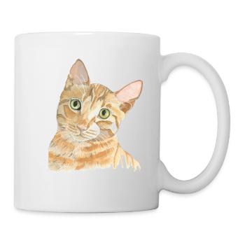 rote Katze - Tasse - Weiß - Rechts