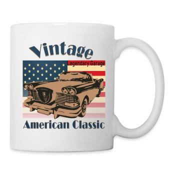 American Classic car- Vintage - Tasse - Weiß - Rechts