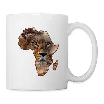 Löwe auf Silhouette von Afrika - Tasse - Weiß - Rechts