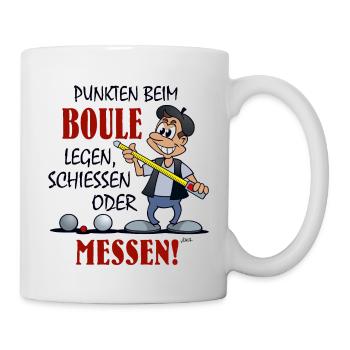 Boule-Cartoon - schießen, legen oder messen - Tasse - Weiß - Rechts
