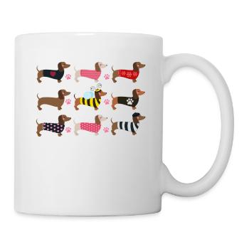 COLORFUL DACHSHUND - FARBENFROHE DACKEL - Tasse - Weiß - Rechts