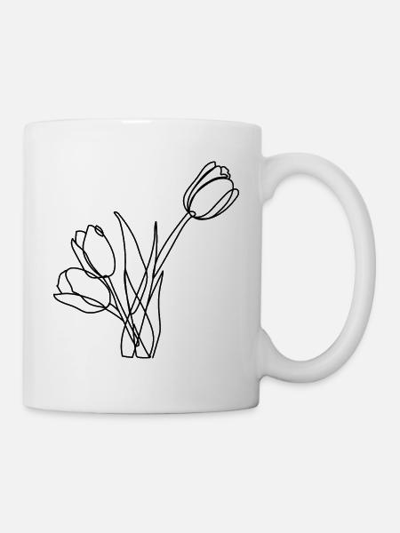 tulipes minimalistes - Mug blanc - blanc