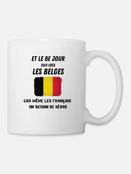 Dieu créa les belges cadeau humour - Mug blanc - blanc