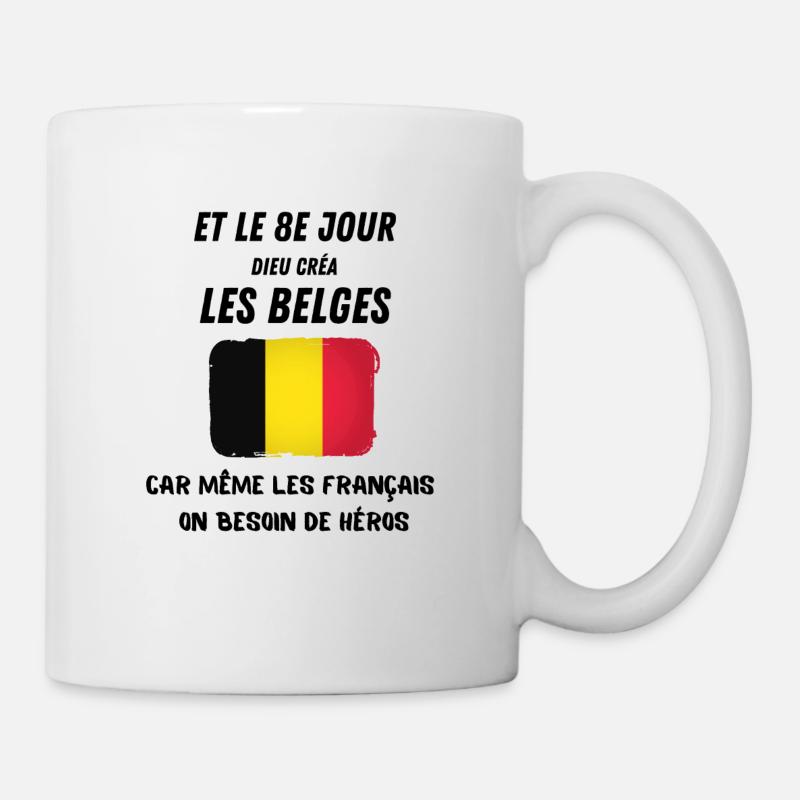Dieu créa les belges cadeau humour - Mug blanc - blanc