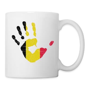 Belgien Flagge Handabdruck Belgische Fahne Heimat - Tasse - Weiß - Rechts