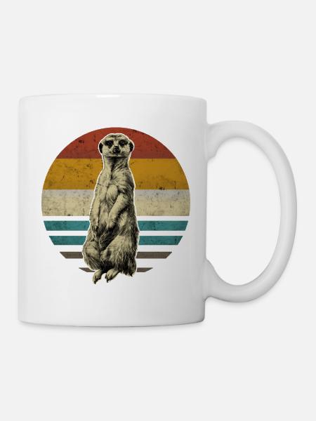 Erdmännchen retro vintage - Tasse - Weiß