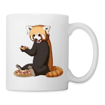 Roter Panda isst Pizza - Tasse - Weiß - Rechts