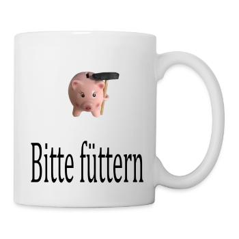 Schweinchen bitte füttern rosa Geburtstag füttern - Tasse - Weiß - Rechts