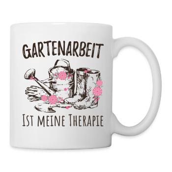 Gartenarbeit ist meine Therapie | Gärtnern Garten - Tasse - Weiß - Rechts