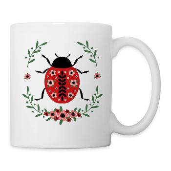 Coccinelle aux fleurs - Mug blanc - blanc - Droite