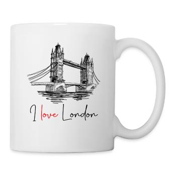 Love London – Skizze der Tower Bridge | Reise-T-Shirt - Tasse - Weiß - Rechts