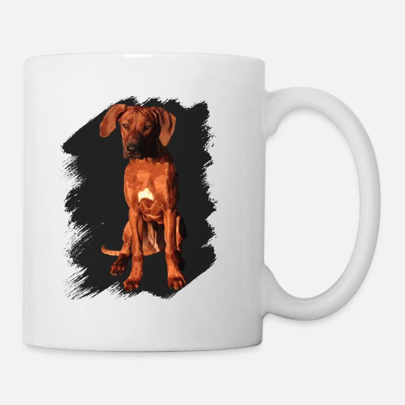 Rhodesian Ridgeback auf schwarzem Hintergrund - Tasse - Weiß