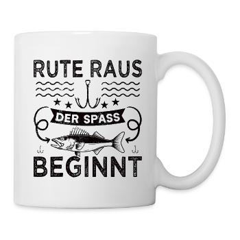 Rute raus, der Spaß beginnt Geschenk-Idee - Tasse - Weiß - Rechts