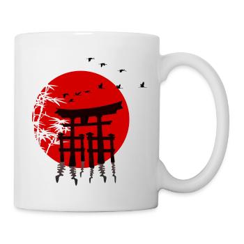 Japanese Art | Japan | Tori | Sun | crane - Mug - white - Right