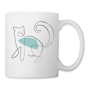 OneLine Art. Chat - Mug blanc - blanc - Droite