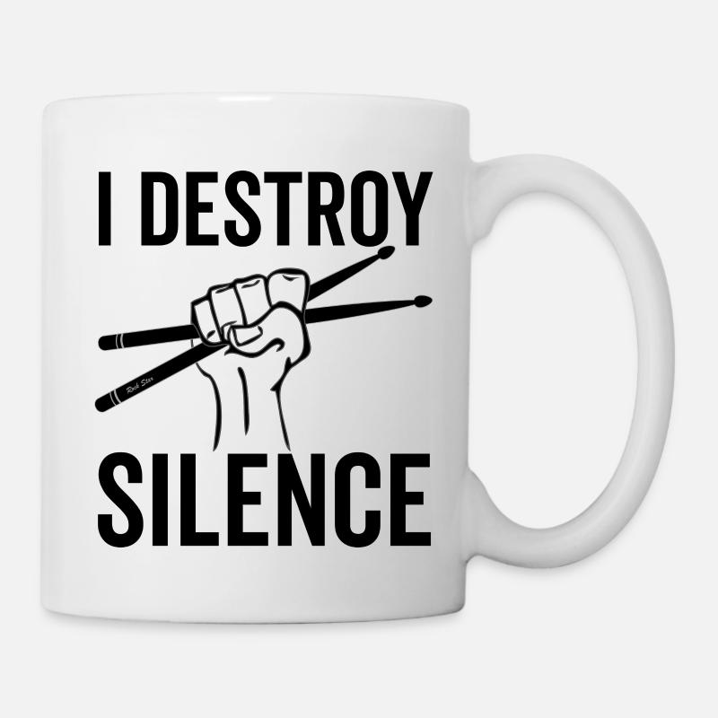 I Destroy Silence Drummer Sticks - Tasse - Weiß