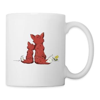 Renard mère enfant père enfant câlin - Mug blanc - blanc - Droite