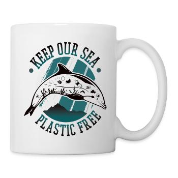 Keep our sea plastic free save the dolphins - Mug - white - Right