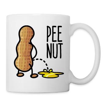 Pee Nut Wortspiel für helle Shirts - Tasse - Weiß - Rechts