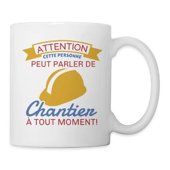 Maçon Cadeau peut parler de chantier à tout moment - Mug blanc - blanc - Droite