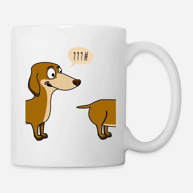 Hund dackel lustig gassi lang ironie humor comic L - Tasse - Weiß