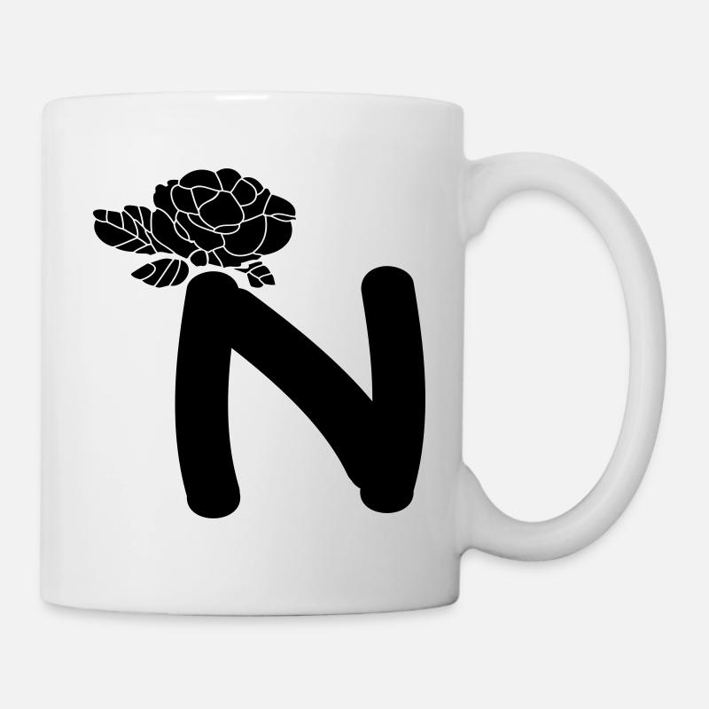 AlphabetBuchstabe N mit Blume - Tasse - Weiß