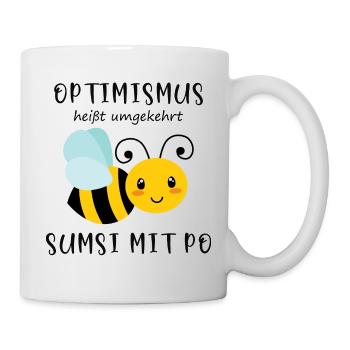 Biene Optimismus Sumsi mit Po - Tasse - Weiß - Rechts