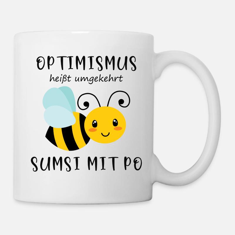 Biene Optimismus Sumsi mit Po - Tasse - Weiß