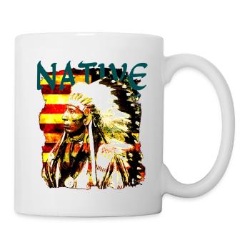 Native chief on USA flag - Mug - white - Right