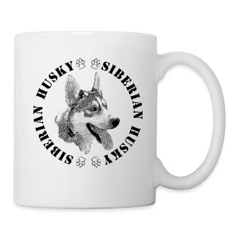 Husky with paw print - Mug - white - Right