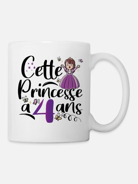 Anniversaire 4 ans Princesse Cadeau - Mug blanc - blanc