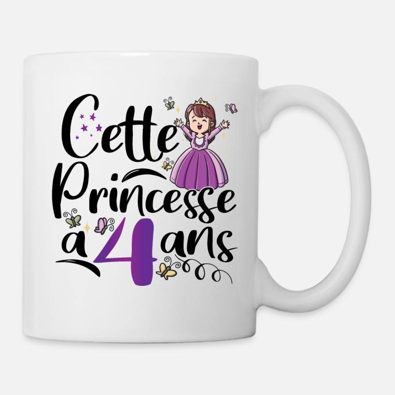Anniversaire 4 ans Princesse Cadeau - Mug blanc - blanc