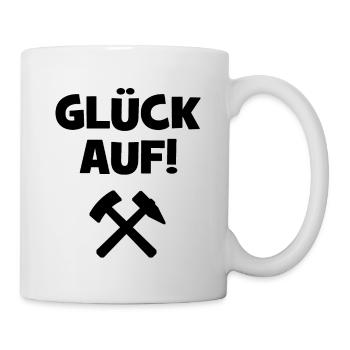 Glück auf - Ruhrpott - Bergbau - Bergwerk - Pott - Tasse - Weiß - Rechts
