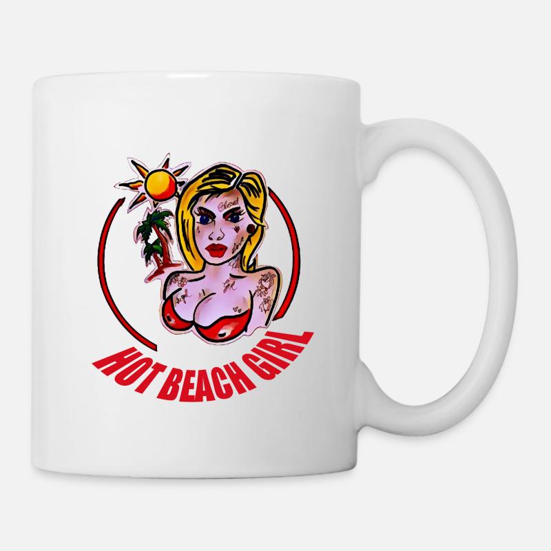FILLE DE PLAGE CHAUDE - Mug blanc - blanc