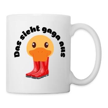 Ente mit Gummistiefel - Das sieht gaga aus. - Tasse - Weiß - Rechts