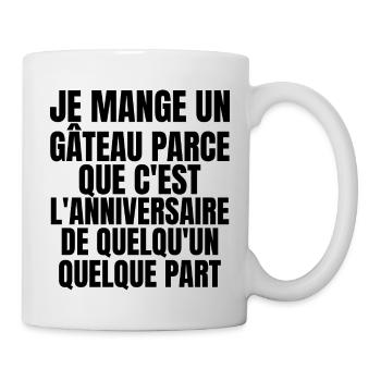 je mange un gâteau - Mug blanc - blanc - Droite
