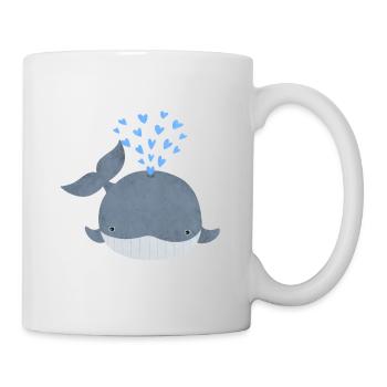 Blauwal, der einen Strom von Herzen schiesst - Tasse - Weiß - Rechts