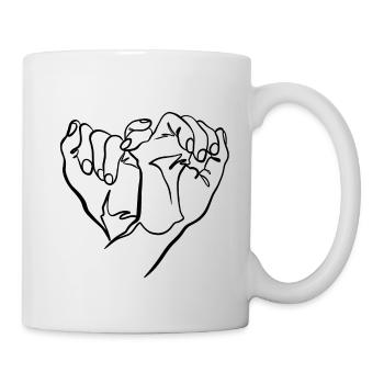 Handgeste herzförmige Strichzeichnung - Tasse - Weiß - Rechts