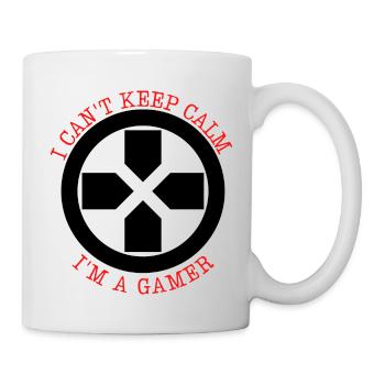 I cant calm - I'm a gamer Tshirt für echte Zocker - Tasse - Weiß - Rechts