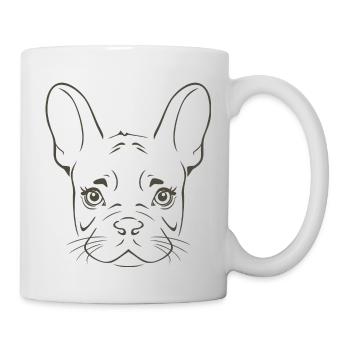 Portrait d’un bouledogue Français. Dessin de contour - Mug blanc - blanc - Droite