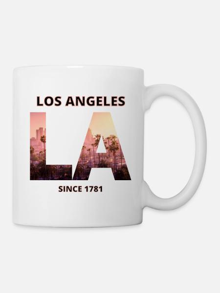 Los Angeles T-Shirt mit Bild von L.A. SINCE 1781 - Tasse - Weiß