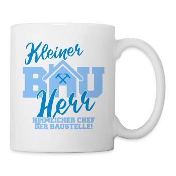 Kleiner Bauherr Baustelle Hausbau Haus Kind Junge - Tasse - Weiß - Rechts