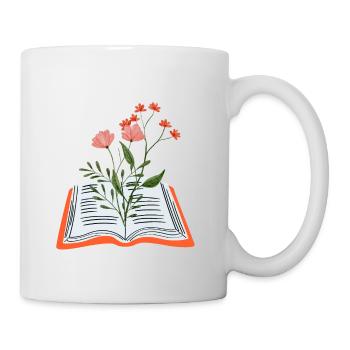 Blumen wachsen aus dem Buch - Tasse - Weiß - Rechts