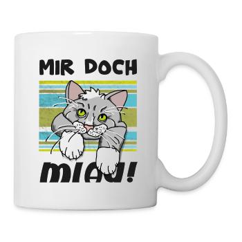 Lustiges Katzenmotiv mit Kater - "Mir doch MIAU" - Tasse - Weiß - Rechts